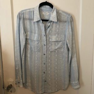 Equipment baby blue snake skin button down